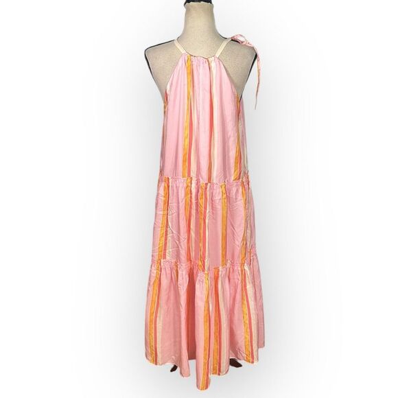 Club Monaco Amirra Dress Women's Plus 14 Pink Striped Silk Sleeveless Midi RTR - Picture 5 of 12